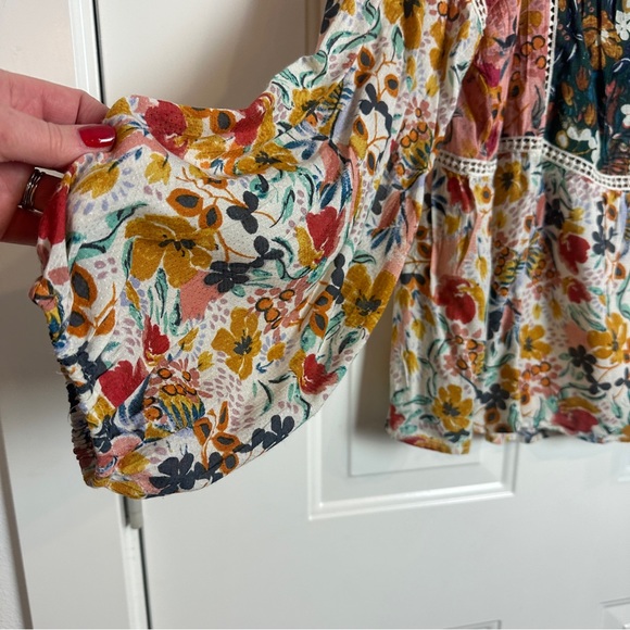 Maeve Anthropologie square neck floral blouse Large - Picture 4 of 6
